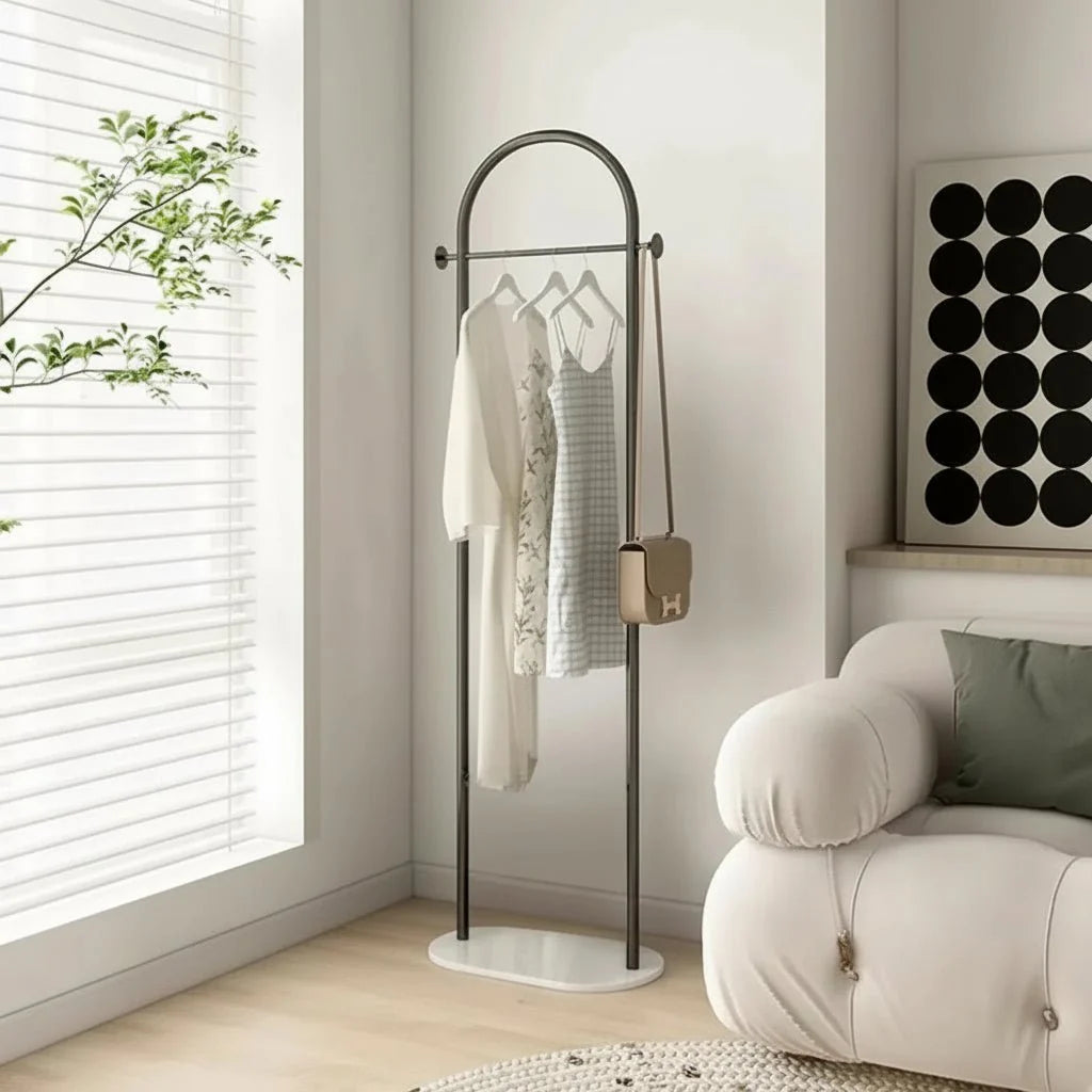 Clothes Rack Freestanding Gold Metal Marble-Effect Base