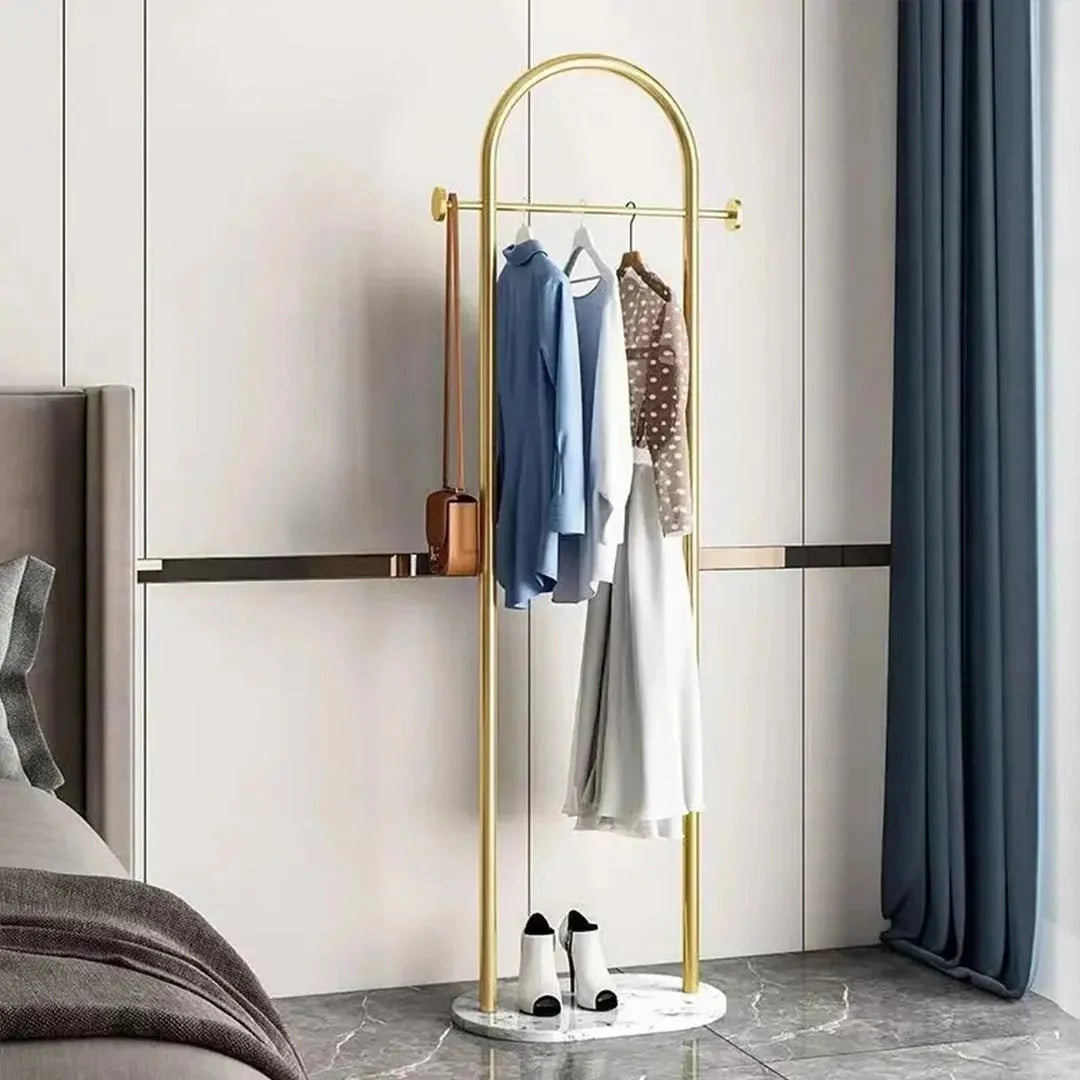 Clothes Rack Freestanding Gold Metal Marble-Effect Base