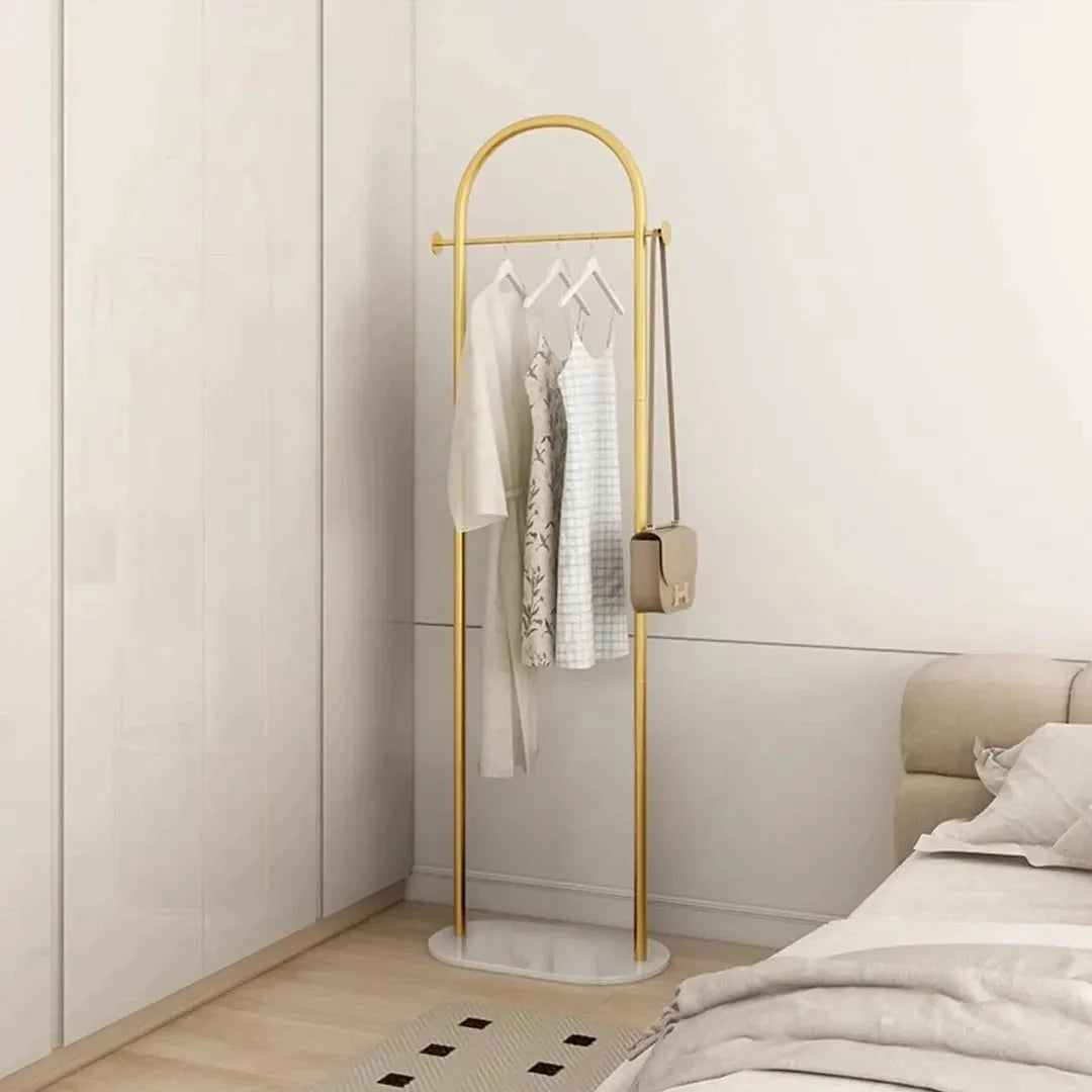 Clothes Rack Freestanding Gold Metal Marble-Effect Base