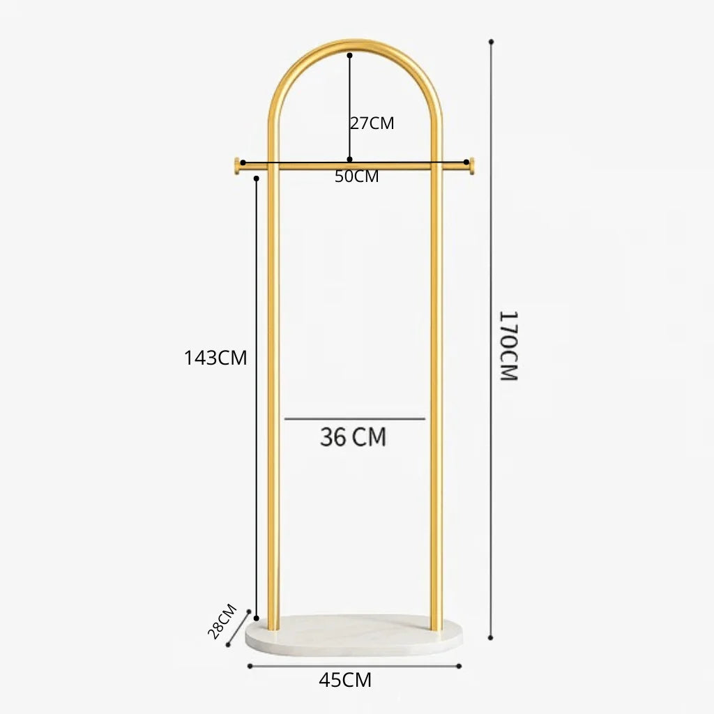 Clothes Rack Freestanding Gold Metal Marble-Effect Base