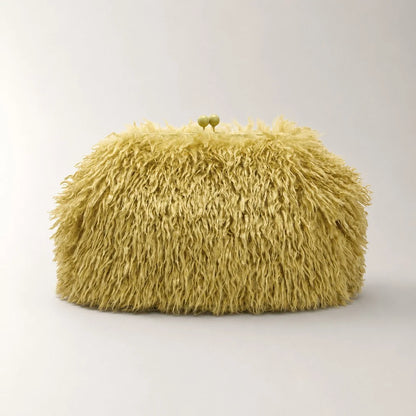 Clutch Bag Plush Fur Texture Secure Clasp Closure