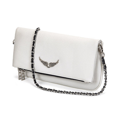 Clutch Quilted Metallic Wing & Chain Strap
