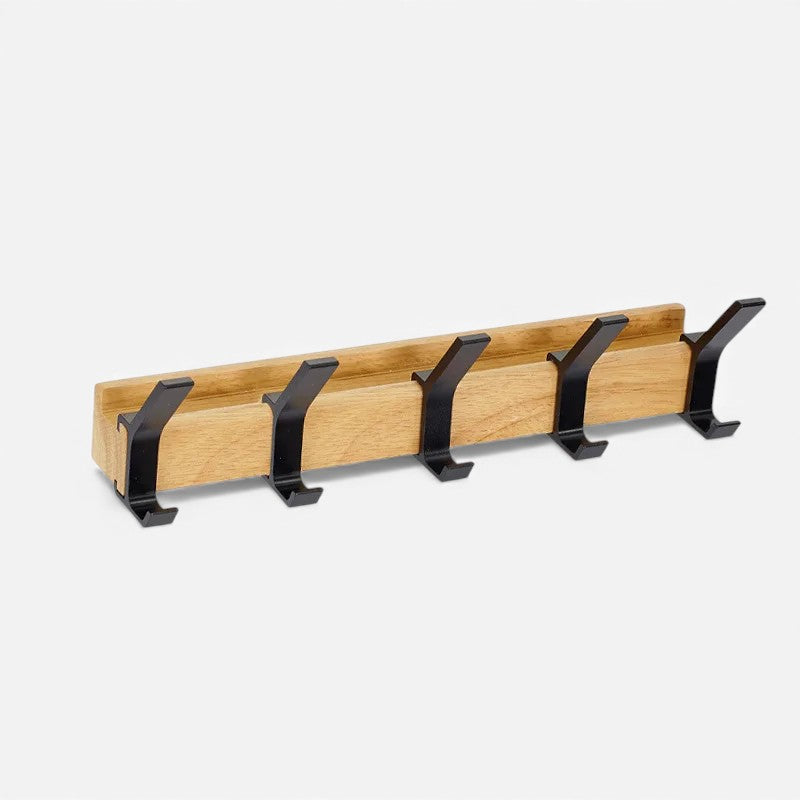 Coat Rack Wall-Mounted Solid Wood 5 Double Hooks