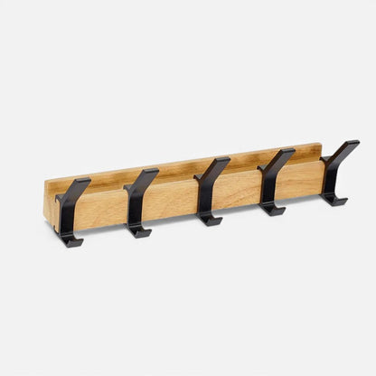 Coat Rack Wall-Mounted Solid Wood 5 Double Hooks
