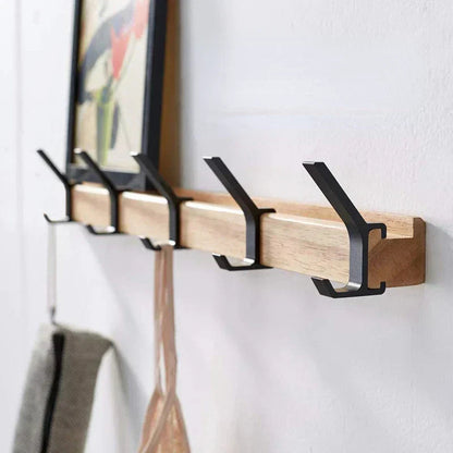Coat Rack Wall-Mounted Solid Wood 5 Double Hooks