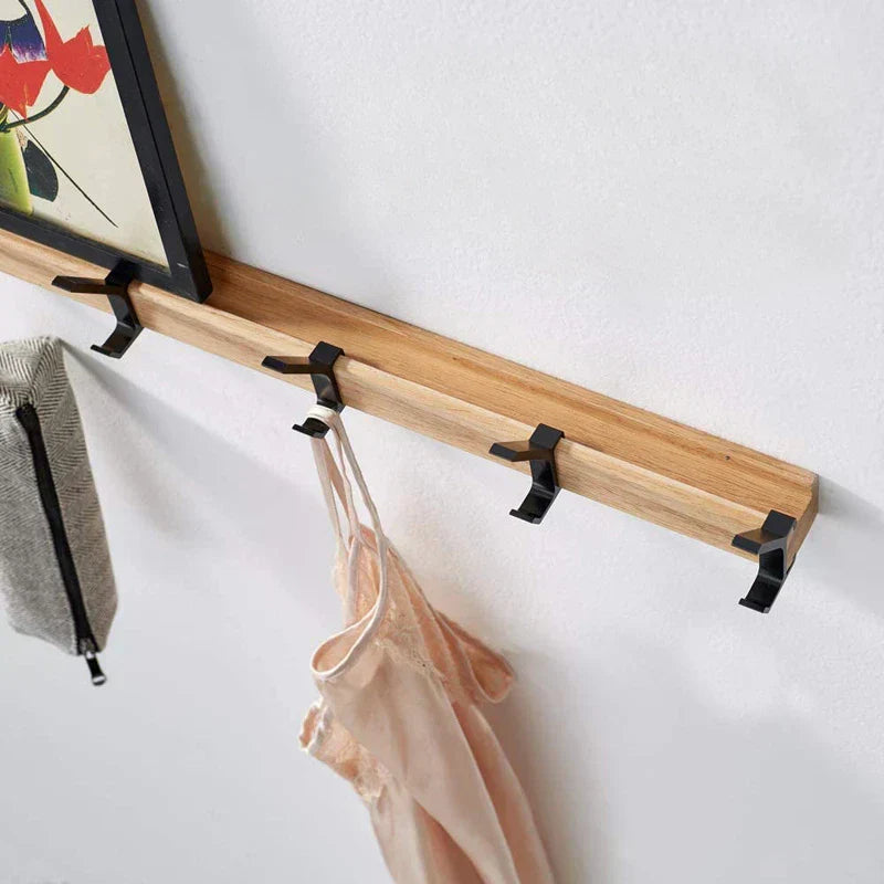 Coat Rack Wall-Mounted Solid Wood 5 Double Hooks