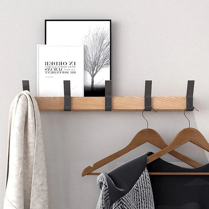 Coat Rack Wall-Mounted Solid Wood 5 Double Hooks