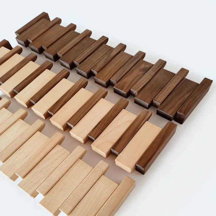 Coat Rack Wall-Mounted Solid Wood Piano Key