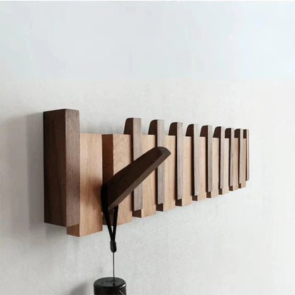 Coat Rack Wall-Mounted Solid Wood Piano Key
