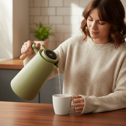 Coffee Carafe Double-Wall Stainless Steel Temperature Display Leakproof Lid