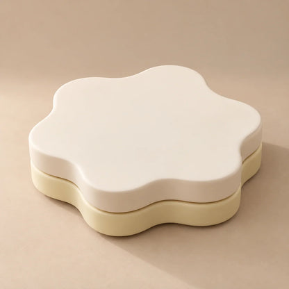 Coffee Table Flower-Shaped Rotating Extendable Top With Built-In Shelf