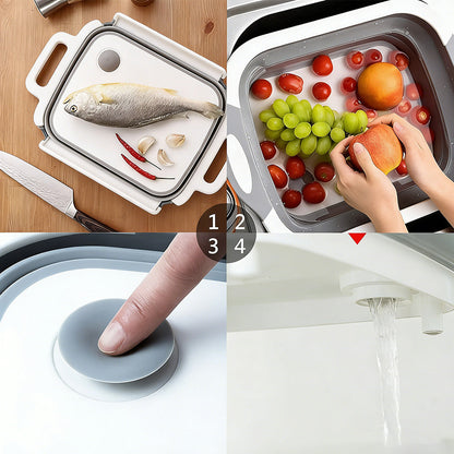 Collapsible Wash Basin Silicone & PP Frame Integrated Drain