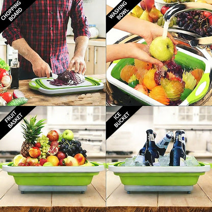 Collapsible Wash Basin Silicone & PP Frame Integrated Drain