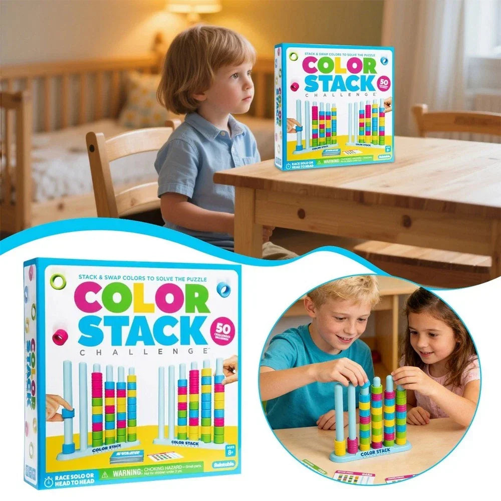 Color Stacking Game Simultaneous Play 50 Challenge Cards