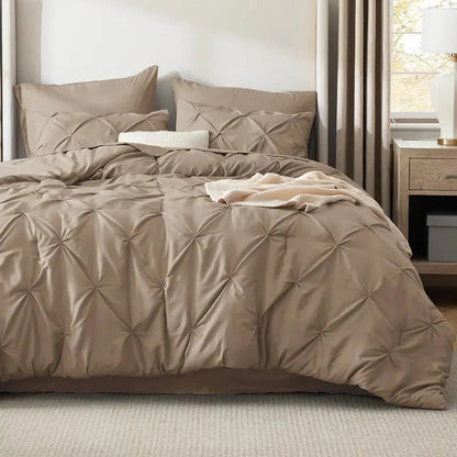 Comforter Set Geometric Pintuck Lightweight Microfiberften