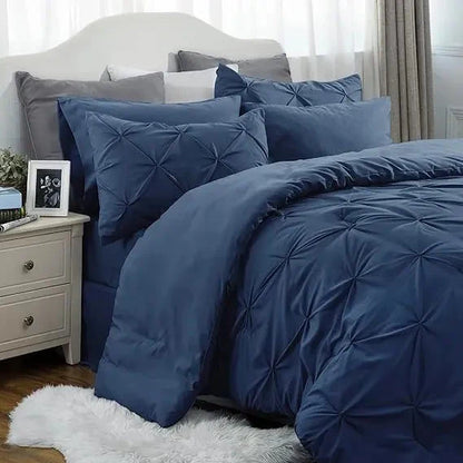 Comforter Set Geometric Pintuck Lightweight Microfiberften