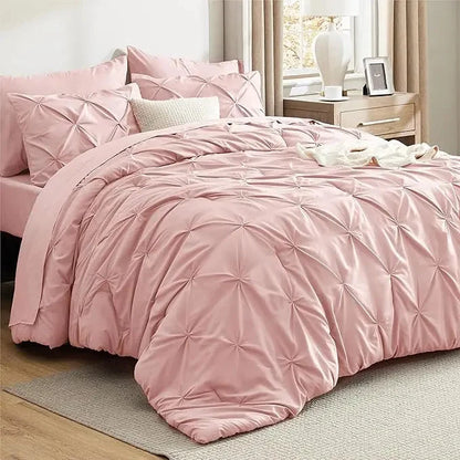 Comforter Set Geometric Pintuck Lightweight Microfiberften