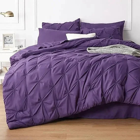 Comforter Set Geometric Pintuck Lightweight Microfiberften
