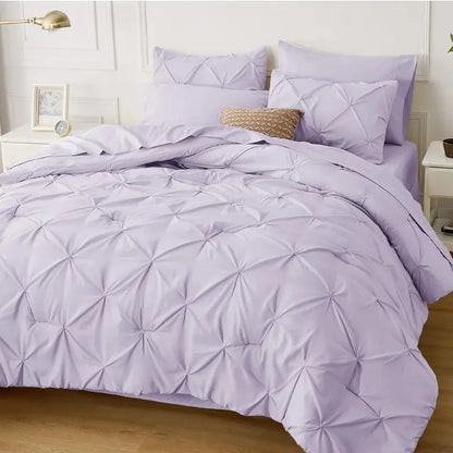 Comforter Set Geometric Pintuck Lightweight Microfiberften