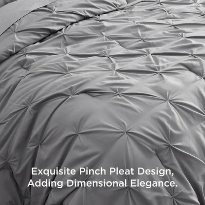 Comforter Set Geometric Pintuck Lightweight Microfiberften