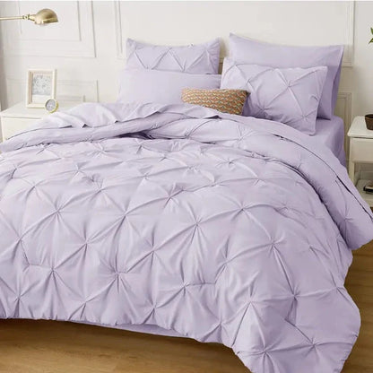 Comforter Set Geometric Pintuck Lightweight Microfiberften
