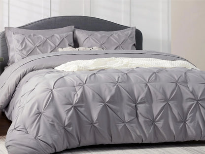 Comforter Set Geometric Pintuck Lightweight Microfiberften
