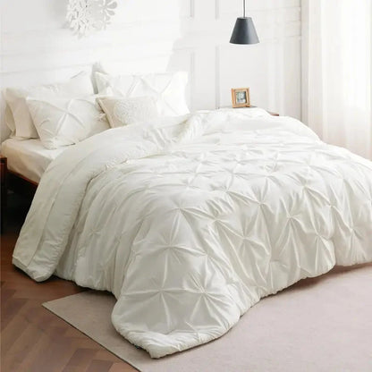 Comforter Set Geometric Pintuck Lightweight Microfiberften