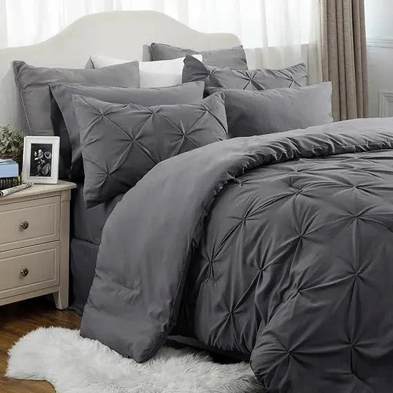 Comforter Set Pintuck Design Lightweight Microfiber Machine Washable