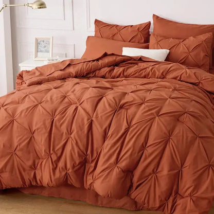 Comforter Set Pintuck Design Lightweight Microfiber Machine Washable