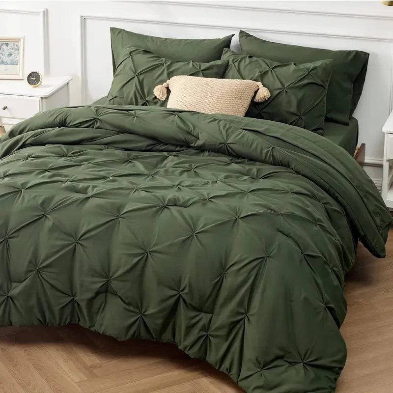 Comforter Set Pintuck Design Lightweight Microfiber Machine Washable