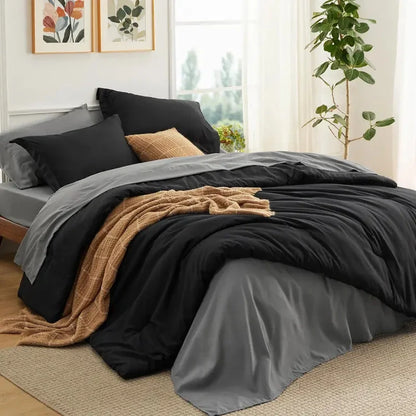 Comforter Set Pintuck Design Lightweight Microfiber Machine Washable