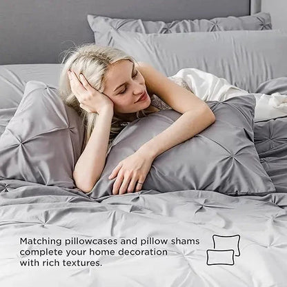 Comforter Set Pintuck Design Lightweight Microfiber Machine Washable