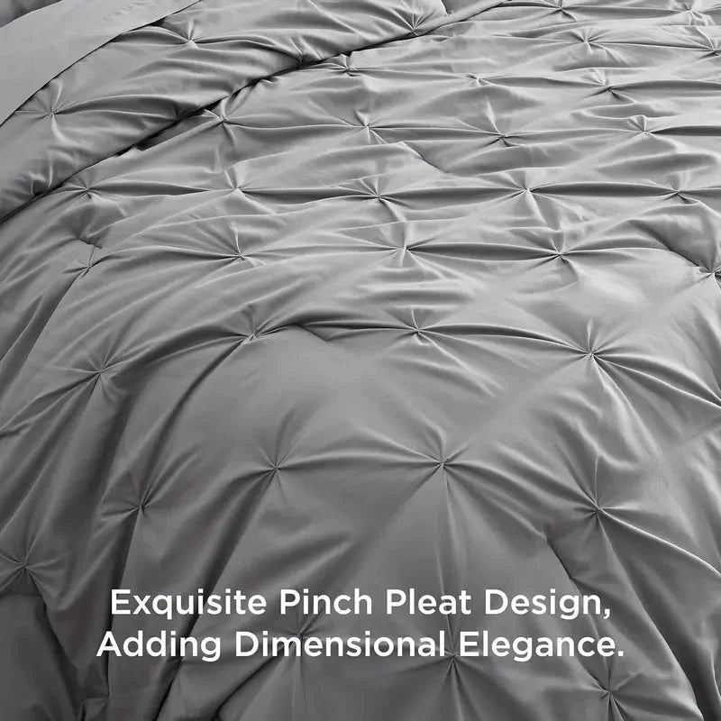 Comforter Set Pintuck Design Lightweight Microfiber Machine Washable