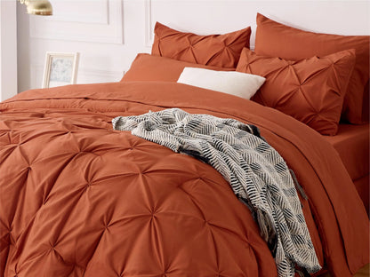 Comforter Set Pintuck Design Lightweight Microfiber Machine Washable
