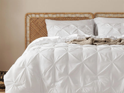 Comforter Set Pintuck Design Lightweight Microfiber Machine Washable