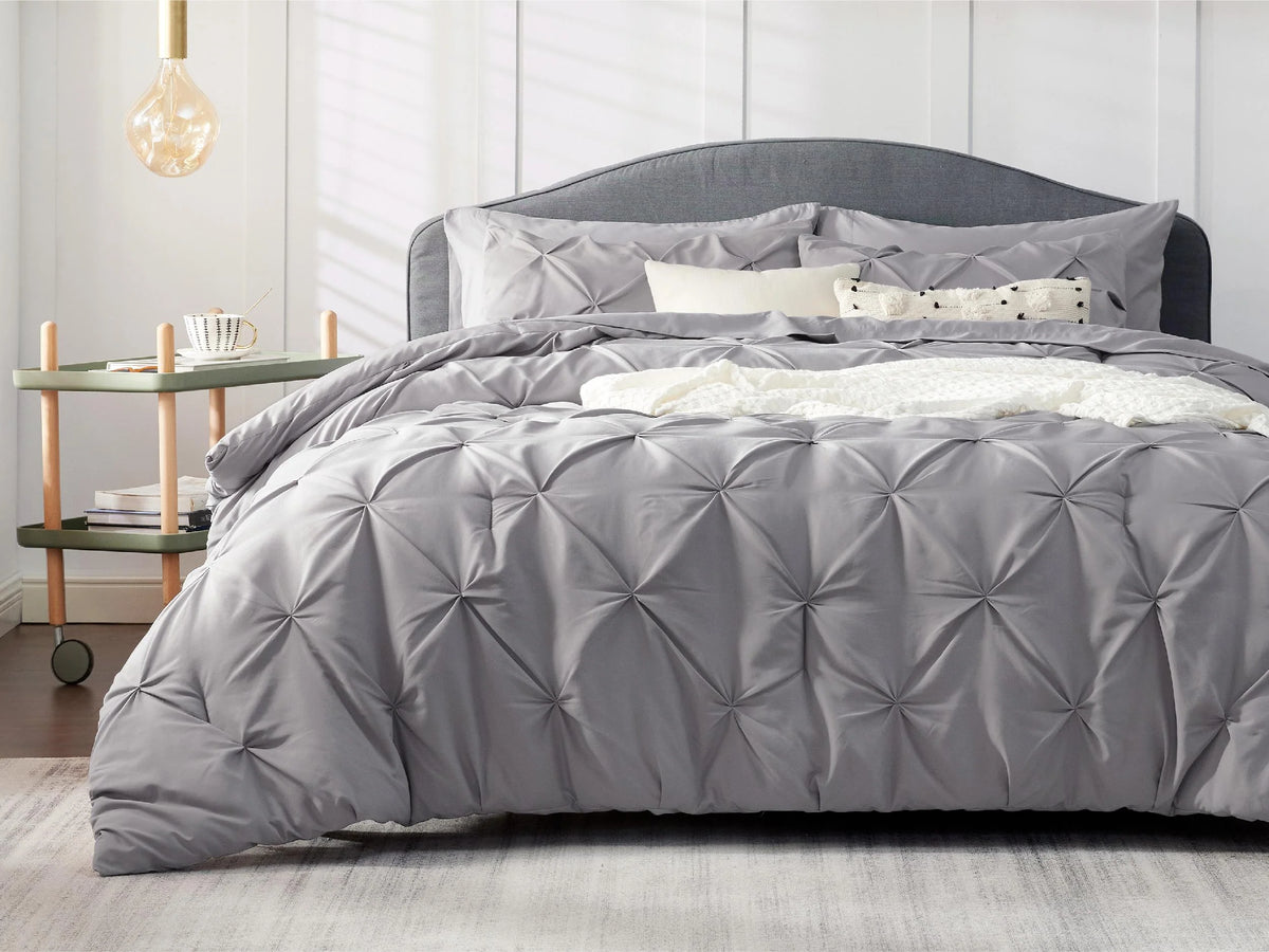 Comforter Set Pintuck Design Lightweight Microfiber Machine Washable