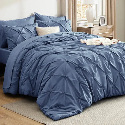Comforter Set Pintuck Design Lightweight Microfiber Machine Washable