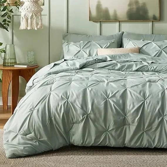 Comforter Set Pintuck Design Lightweight Microfiber Machine Washable