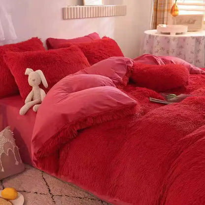 Comforter Set Plush Sherpa Fleece Machine Washable
