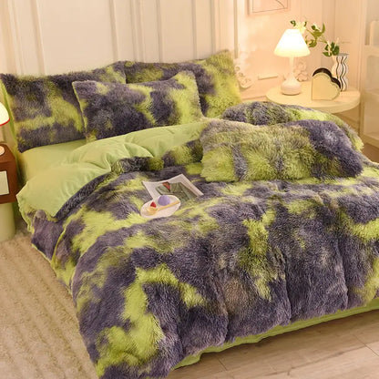 Comforter Set Plush Sherpa Fleece Machine Washable