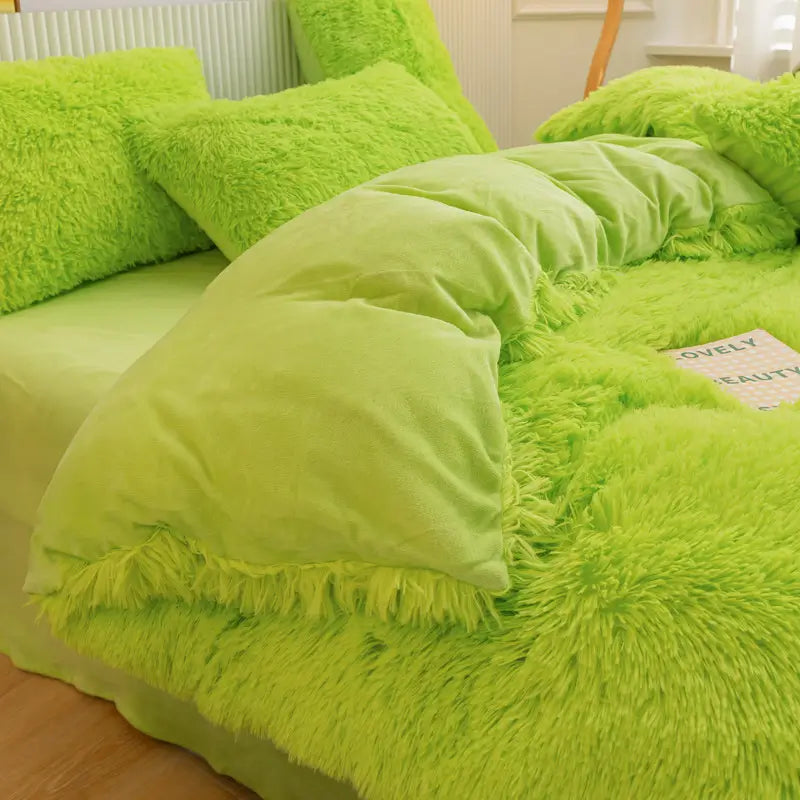 Comforter Set Plush Sherpa Fleece Machine Washable