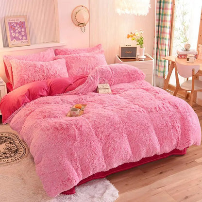 Comforter Set Plush Sherpa Fleece Machine Washable