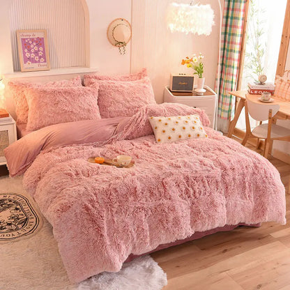 Comforter Set Plush Sherpa Fleece Machine Washable