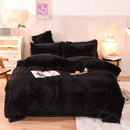 Comforter Set Plush Sherpa Fleece Machine Washable