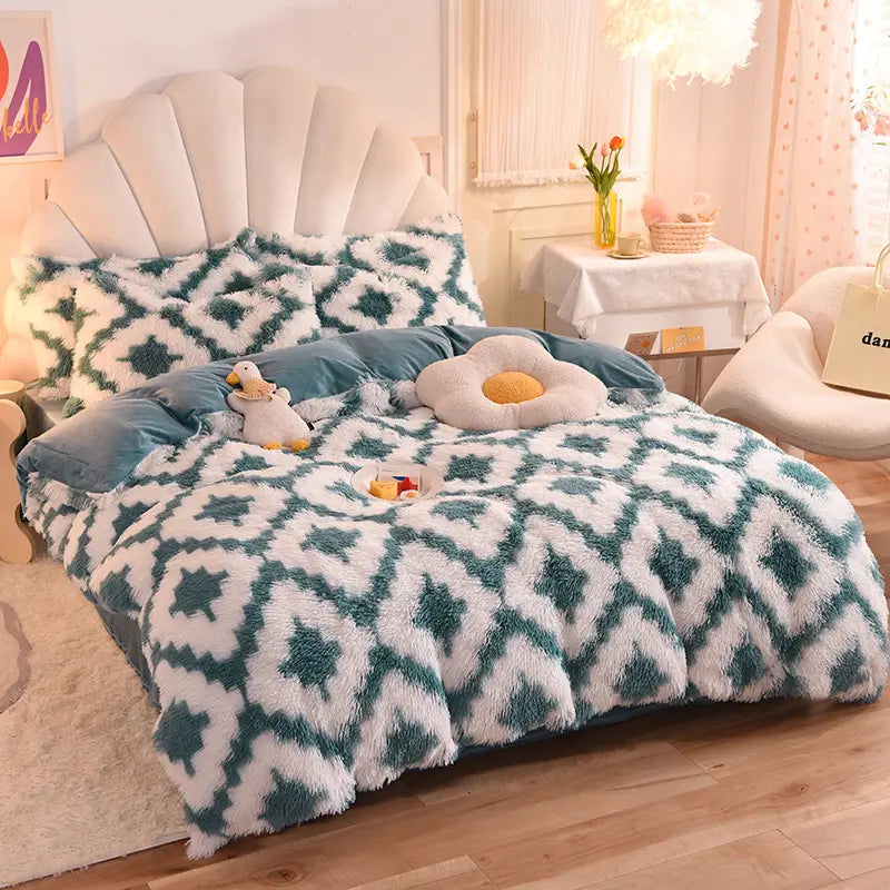 Comforter Set Sherpa Fleece Machine-Washable