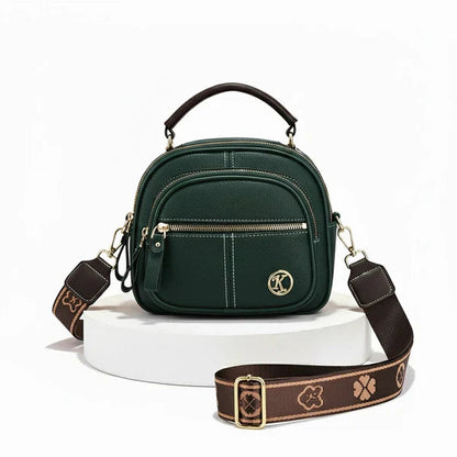 Compact Crossbody Bag Faux Leather Five Compartments