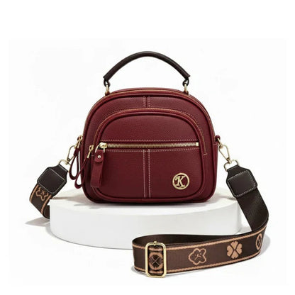 Compact Crossbody Bag Faux Leather Five Compartments