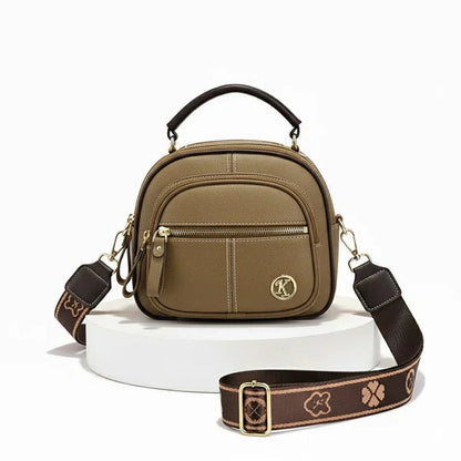 Compact Crossbody Bag Faux Leather Five Compartments