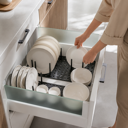 Compact Kitchen Drawer & Cabinet Organizer (Adjustable Compartments)