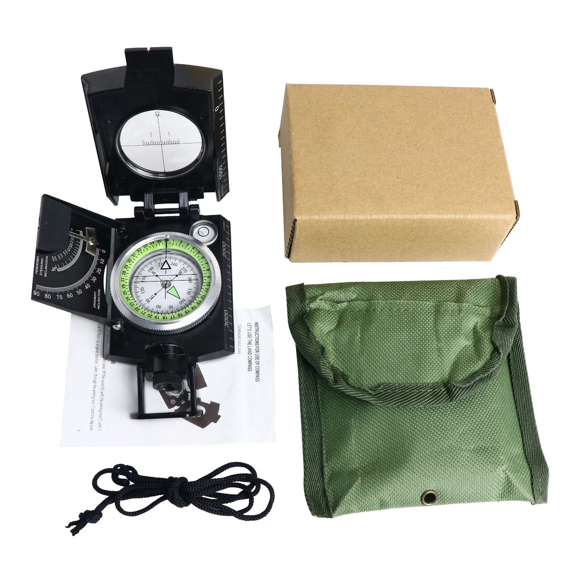 Compass Integrated Clinometer Waterproof Aluminum Glow Needle